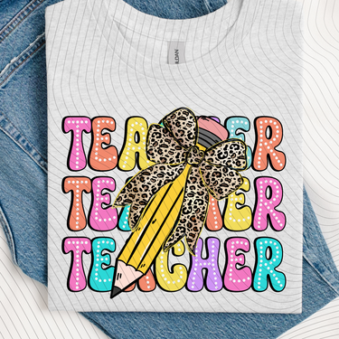 Teacher Cheetah Pencil T-Shirt *Back to School Sale*